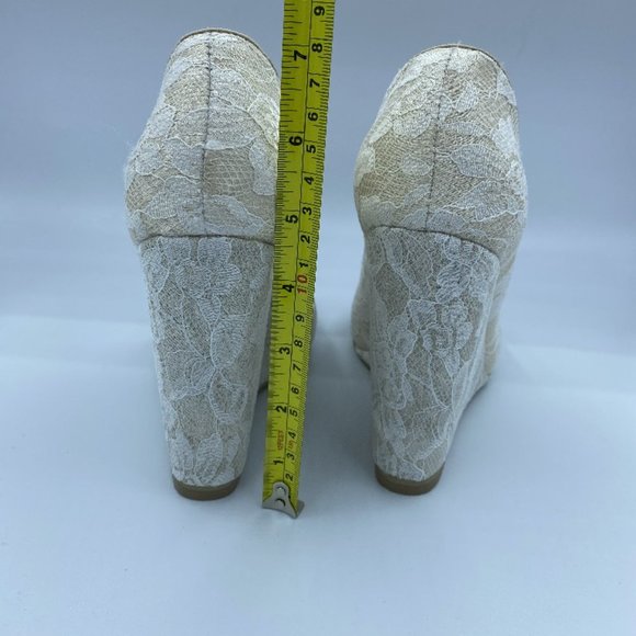 Women's Open Toe Platform Heel Lace Wedges Sandals - Picture 4 of 12